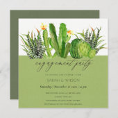 サボモダンスフローラ庭水彩婚約 招待状 (正面/裏面)