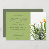 サボモダンスフローラ庭水彩婚約 招待状 (正面/裏面)