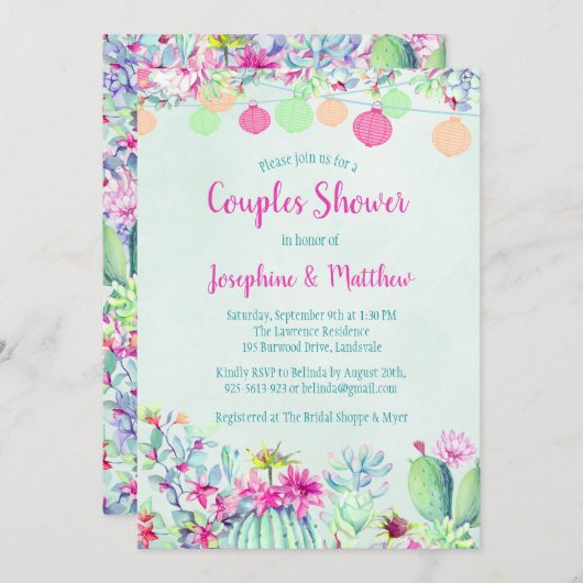 サボランタンフィエスタカップルシャワー招待状 招待状 (正面/裏面)