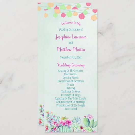 サボランタンフィエスタスキュリカンス結婚式 プログラム (正面/裏面)