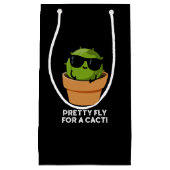 サボリかわいらしサボテンのパンプンおもしろいダークBGのフライ スモールペーパーバッグ (正面)