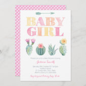 サボリはっきりしたス水彩赤ちゃんガールシャワー 招待状 (正面/裏面)