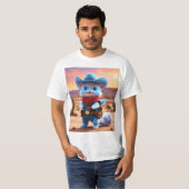 サボリよくはしゃぐスソンブレロのステッカーTシャツ – 砂漠 Tシャツ (正面フル)