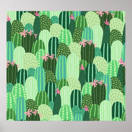 サボリカラフルスシームレスパターンイラストレーション ポスター (正面)