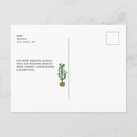 サボリコンテンポラリーモノグラム黒救私たちの日付 案内ポストカード (裏面)