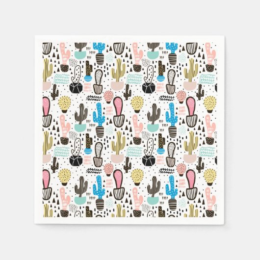 サボリモダンスの幾何学的パターン スタンダードカクテルナプキン (正面)