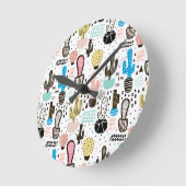 サボリモダンスの幾何学的パターン ラウンド壁時計 (傾斜)