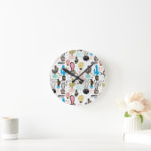 サボリモダンスの幾何学的パターン ラウンド壁時計 (ホーム)