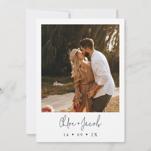 サボリモダンス写真結婚式の日付カードを保存 招待状 (裏面)