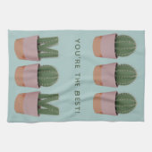 サボリ最高のス植物ママティール（緑がかった色）キッチンタオル キッチンタオル (横)