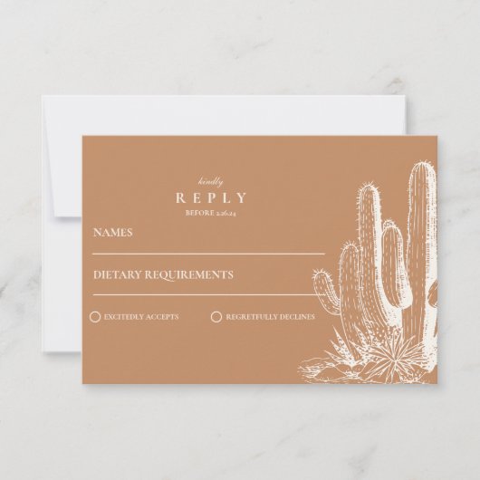 サボリ素朴ス砂漠の風景結婚ズ 出欠カード (正面)