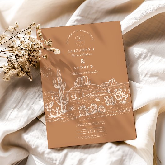 サボリ素朴ス砂漠の風景結婚ズ 招待状
