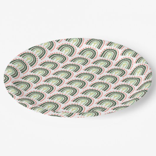 サボレインボーオレンジグリーンホワイトモダンおもしろい ペーパープレート (アングル)