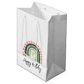 サボレインボーハッピーバースデーモダン砂漠おもしろい ミディアムペーパーバッグ (正面アングル)