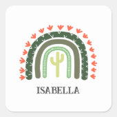 サボレインボーNAMEオレンジグリーンモダン砂漠 スクエアシール (正面)