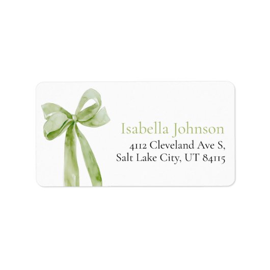 サボン グリーンのリボン 彼女は結婚する アドレス ラベル (正面)
