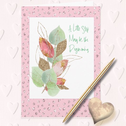 サポートおよび勇気付けられるグリッターピンク金ゴールドカード カード