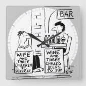 サポートすべき妻と3人の子 スクエア壁時計 (正面)