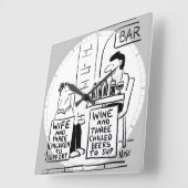 サポートすべき妻と3人の子 スクエア壁時計 (傾斜)