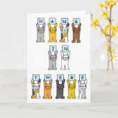 サポートと勇気付けられる猫漫画 カード (黄色い花)