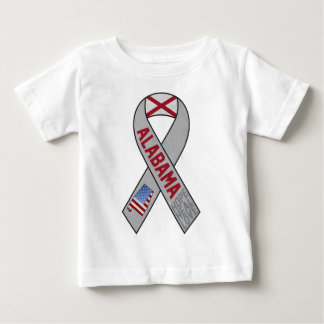 サポートのアラバマのリボン ベビーTシャツ
