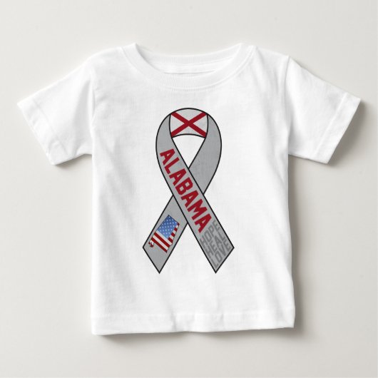 サポートのアラバマのリボン ベビーTシャツ (正面)
