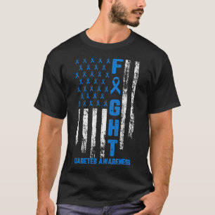 サポートの戦い米国国旗の青タイプ2タイプ1糖尿病 Tシャツ