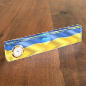 サポートウクライナデスクプレートウクライナ国旗 デスクネームプレート (側面)