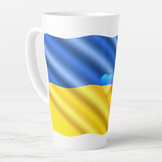 サポートウクライナラテマグUkrainian国旗 カフェラテマグ (左アングル)