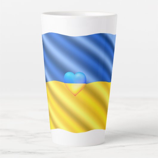 サポートウクライナラテマグUkrainian国旗 カフェラテマグ (正面)