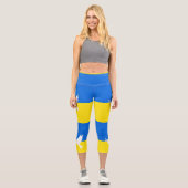 サポートウクライナレギンス平和ドーヴウクライナ国旗 カプリレギンス (正面)