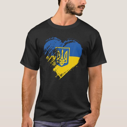 サポートウクライナ国旗、平和愛プライド愛国心U Tシャツ (正面)