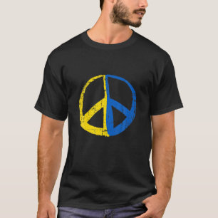 サポートウクライナ平和標識ウクライナ国旗の色Vin Tシャツ
