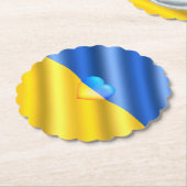 サポートウクライナ紙コースターウクライナ国旗のハート ペーパーコースター (アングル)