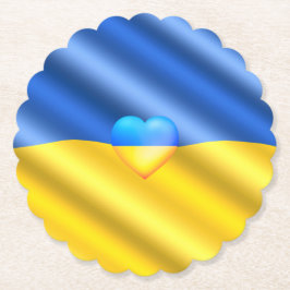 サポートウクライナ紙コースターウクライナ国旗のハート ペーパーコースター