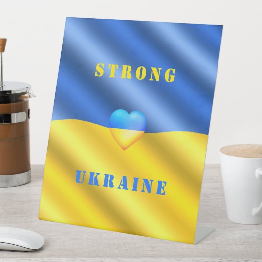 サポートウクライナ – 強 – 旗 – 自由 – 平和 台座サイン (インサイチュ)