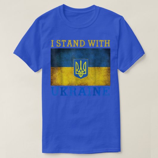 サポートウクライナIはウクライナFlaと共に立つ Tシャツ (デザイン正面)