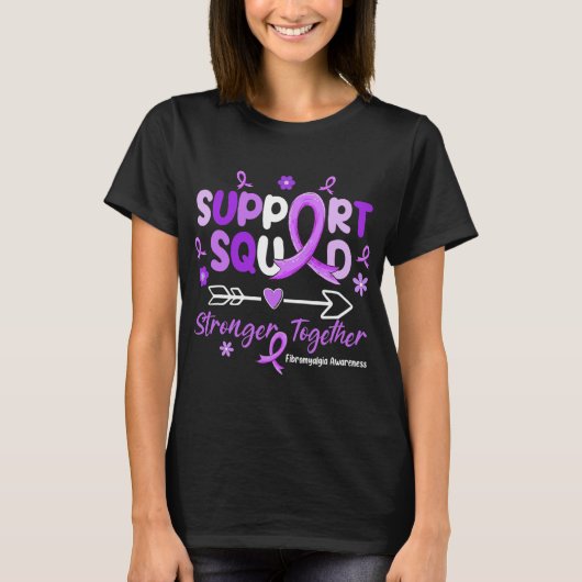 サポートスクワッドパープルリボン線維筋痛認識度 Tシャツ (正面)