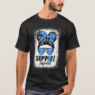 サポートスクワッドMessy Bun Blue Warrior糖尿病戦争 Tシャツ