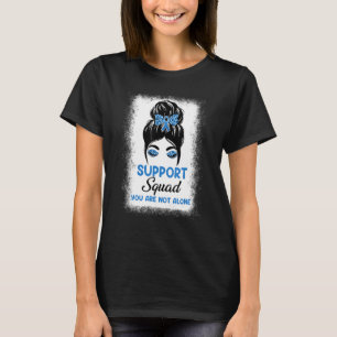 サポートスクワッドMessy Bun Blue Warrior糖尿病戦争 Tシャツ