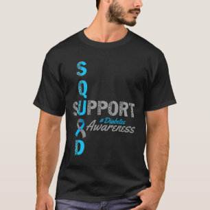 サポートスクワッドT1d T2d糖尿病グレーブルーリボン Tシャツ