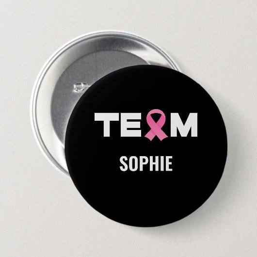 サポートチーム乳がん認識度名前をカスタムする 缶バッジ (正面&裏面)