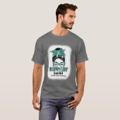 サポートチーム メッシー バン ティールリボン 子宮頸がん Tシャツ (正面フル)