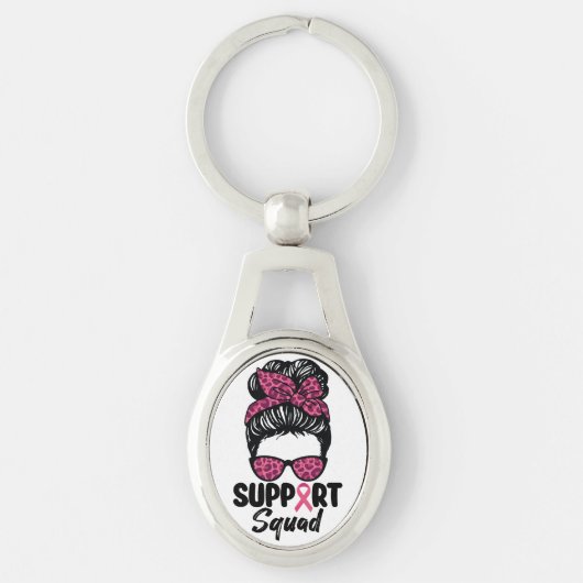 サポートチーム 乱れたお団子 ピンクの戦士 乳がん キーホルダー (正面)