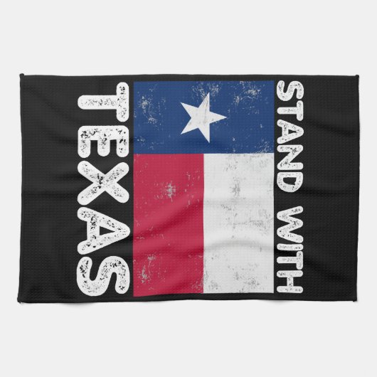 サポートテキサス州Iテキサス州Texan国旗と立つ キッチンタオル (横)