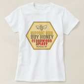 サポートビー買ツファーマーズマーケットビー養蜂所 Tシャツ (デザイン正面)
