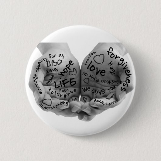 サポートボタンだけの手 缶バッジ (正面)