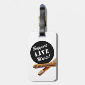 サポートライブミュージックドラムスティックロックバンドミュージシャン ラゲッジタグ (裏面縦)
