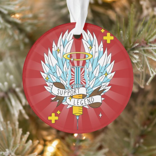 サポートレジェンドゲーマー赤い翼のシリンジ漫画 オーナメント (ツリー)