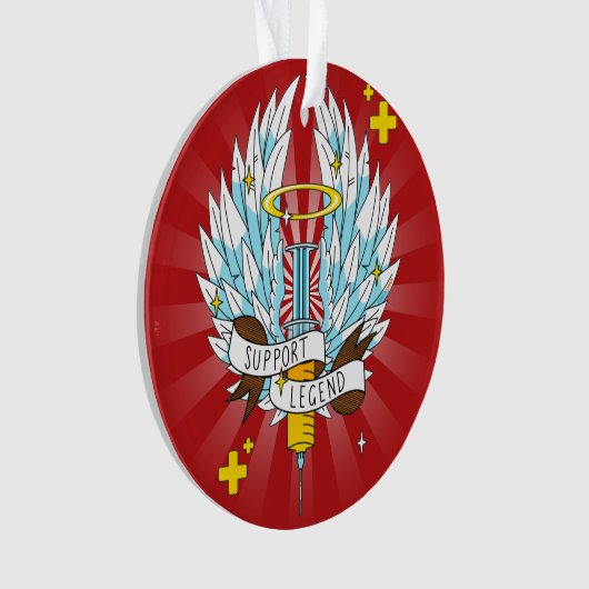 サポートレジェンドゲーマー赤い翼のシリンジ漫画 オーナメント (正面)